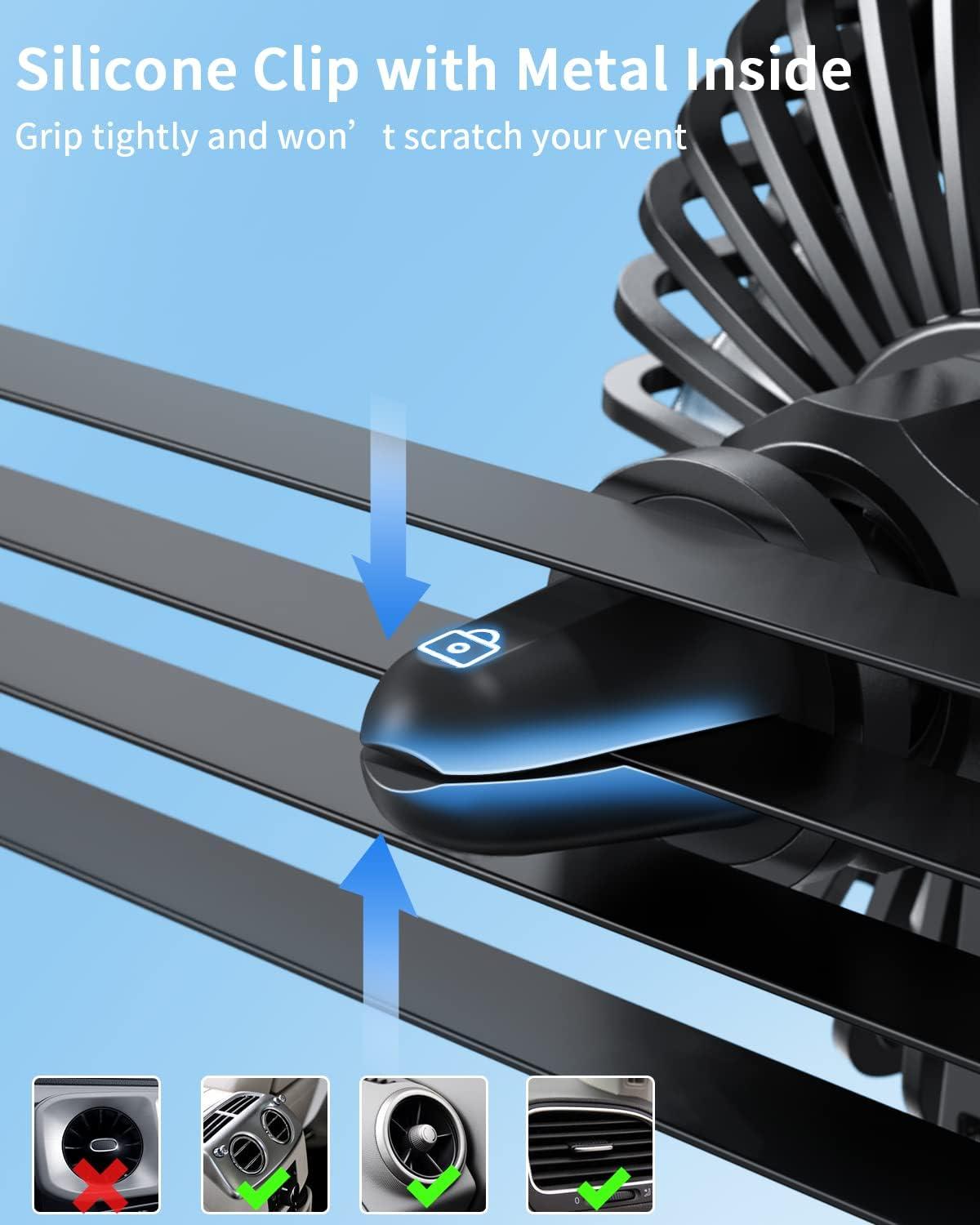imageTriPole Car Fan Bundle USB Powered ampamp 12V24V Backseat Dashboard Vehicle Cooling Fan for Car Truck SUV RV ampamp Van 3 Speeds Rotatable Fan Heads Black