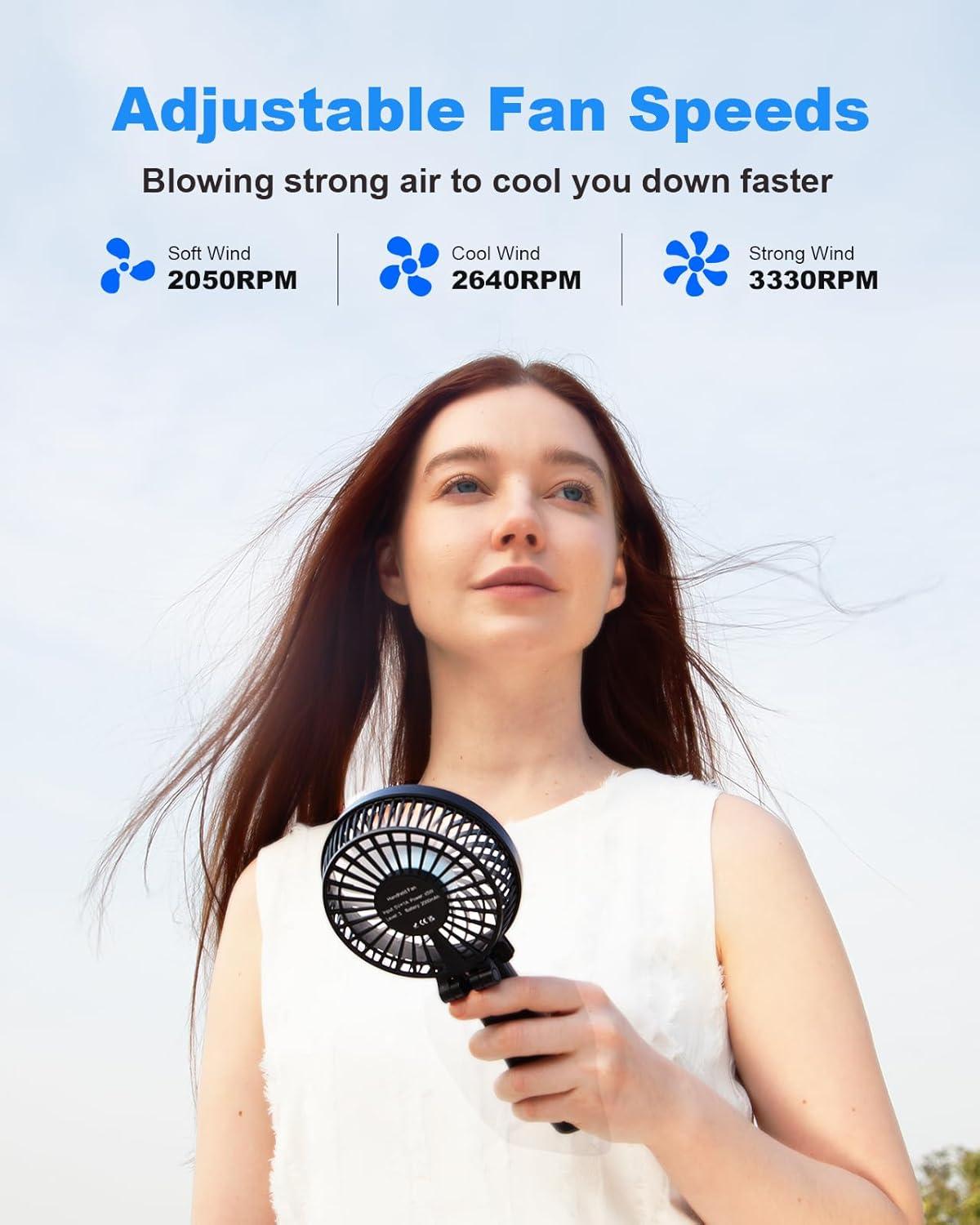 imageTriPole Handheld Misting Fan Bundle 3 Speeds Strong Airflow Portable Hand Held Fan with Water Spray for Outdoor Travel Summer Gifts