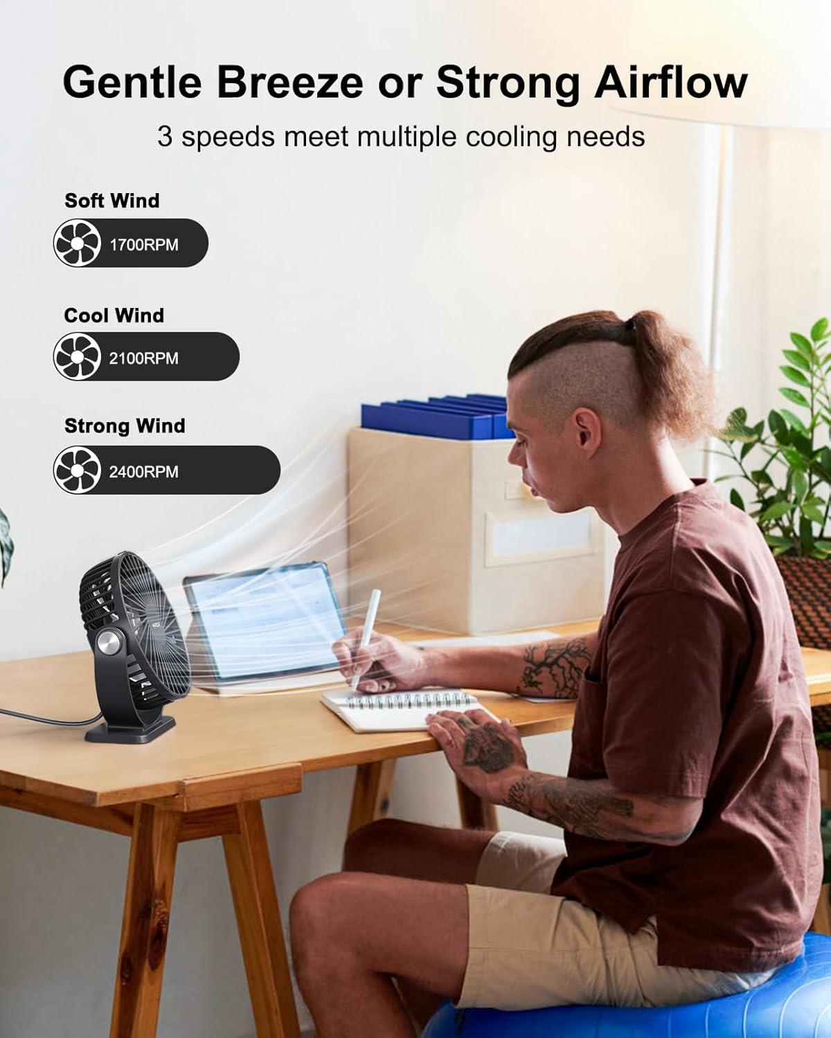 imageTriPole Handheld Portable Fan and Mini USB Desk Fan Bundle 3 Speeds Powerful Personal Fans for Officce Outdoor Travel Cruise