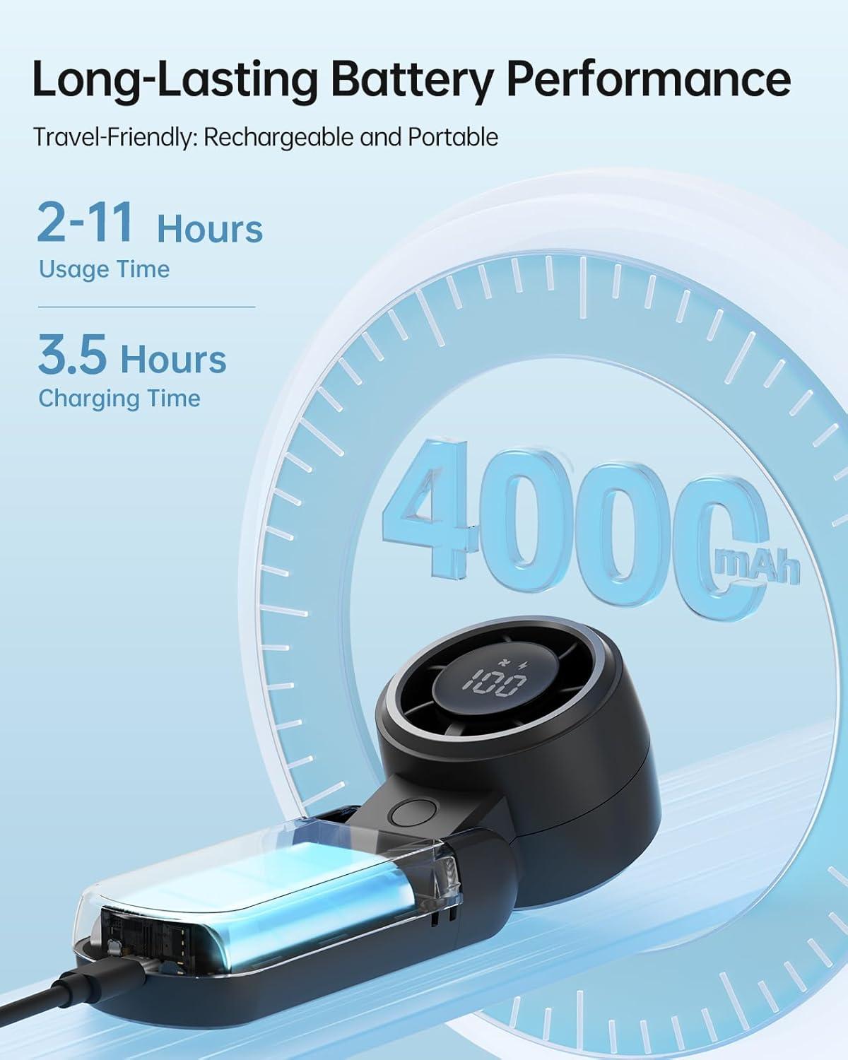 imageTriPole Mini Handheld Portable Fan Bundle Little Battery Operated Lash Fan Rechargeable Hand Held Turbo Fans Multifunction for Summer Travel Concerts