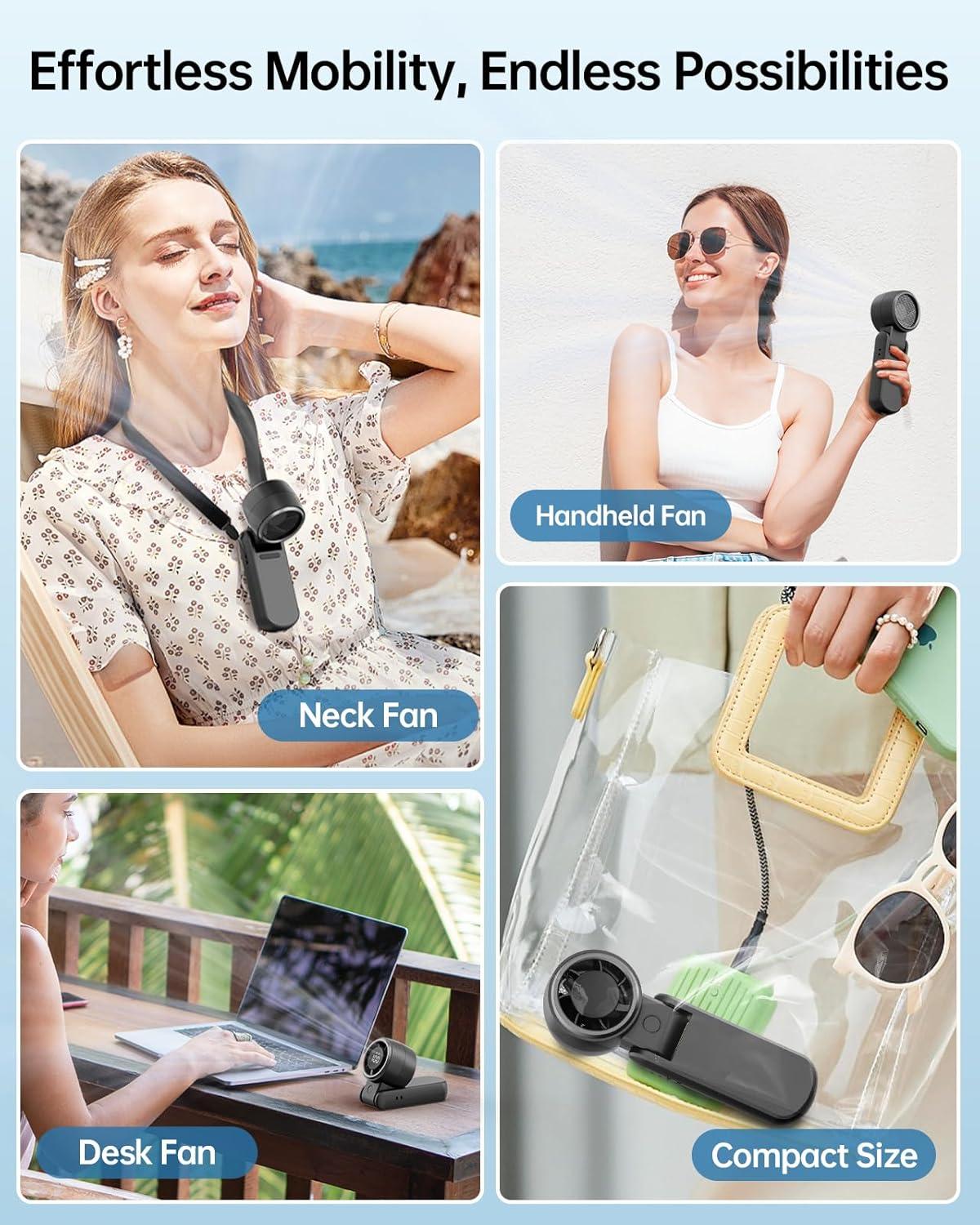 imageTriPole Portable Handhel Fan with LED Display and USB Powered Small Desk Fan Bundle Speed Adjustable Personal Cooling Fans for Table Office Outdoor Travel