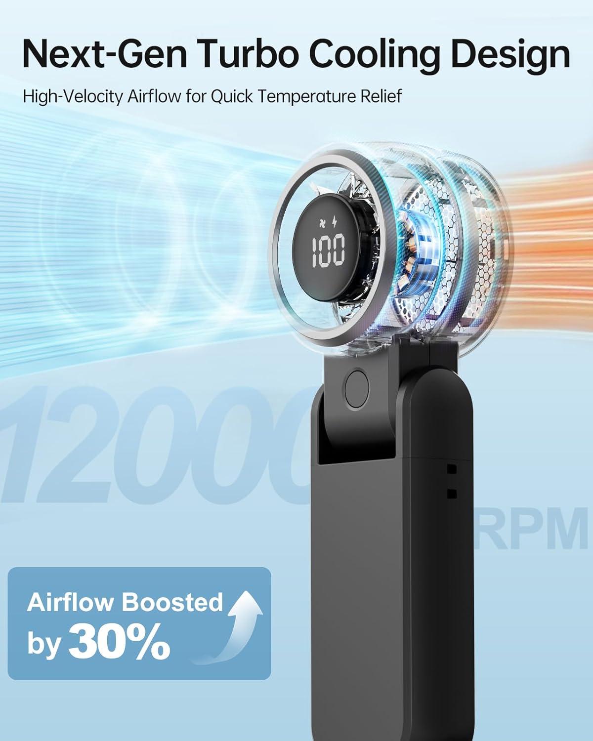 imageTriPole Portable Handheld Turbo Fan Bundle High Speed Mini Hand Held Fan with Water Spray Misting Fans for Outdoor Travel Beach Park