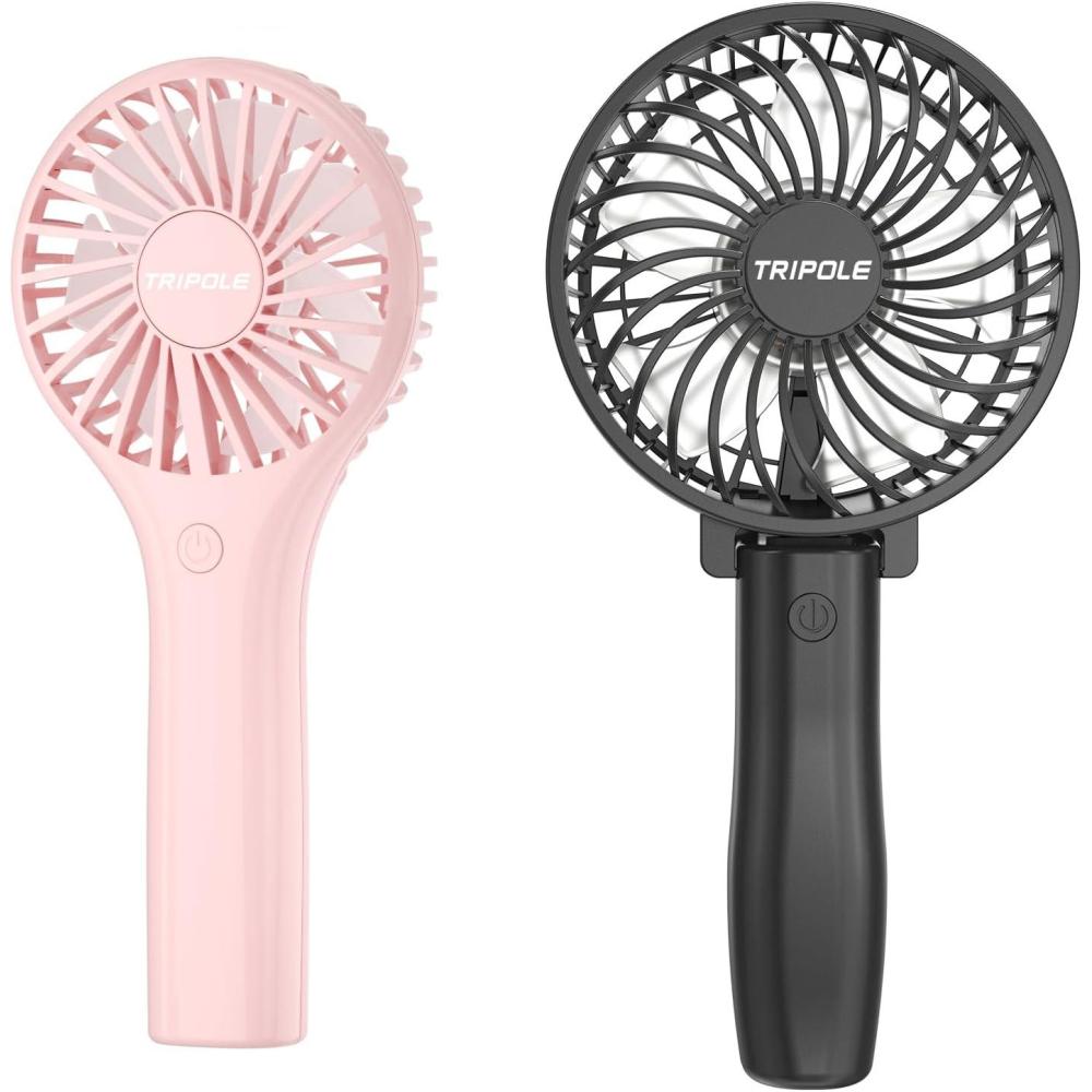 imageTriPole Mini Portable Handheld Fan Bundle 3 Speeds Powerful Small Fans for Travel Concerts 2000mAh Rechargeable Battery Fan for Makeup Eyelash