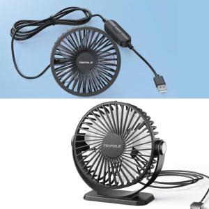 TriPole Car Fan USB Powered Desk Fan Bundle 3 Speeds Cooling Electric Fan