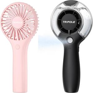 TriPole Handheld Fan with Mist Bundle, Portable Hand Held Fan High Speed Water Spray Misting Fan Rechargeable Battery Fan for Travel Outdoor Summer Cooling