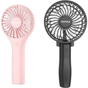 TriPole Mini Portable Handheld Fan Bundle, 3 Speeds Powerful Small Fans for Travel Concerts, 2000mAh Rechargeable Battery Fan for Makeup Eyelash