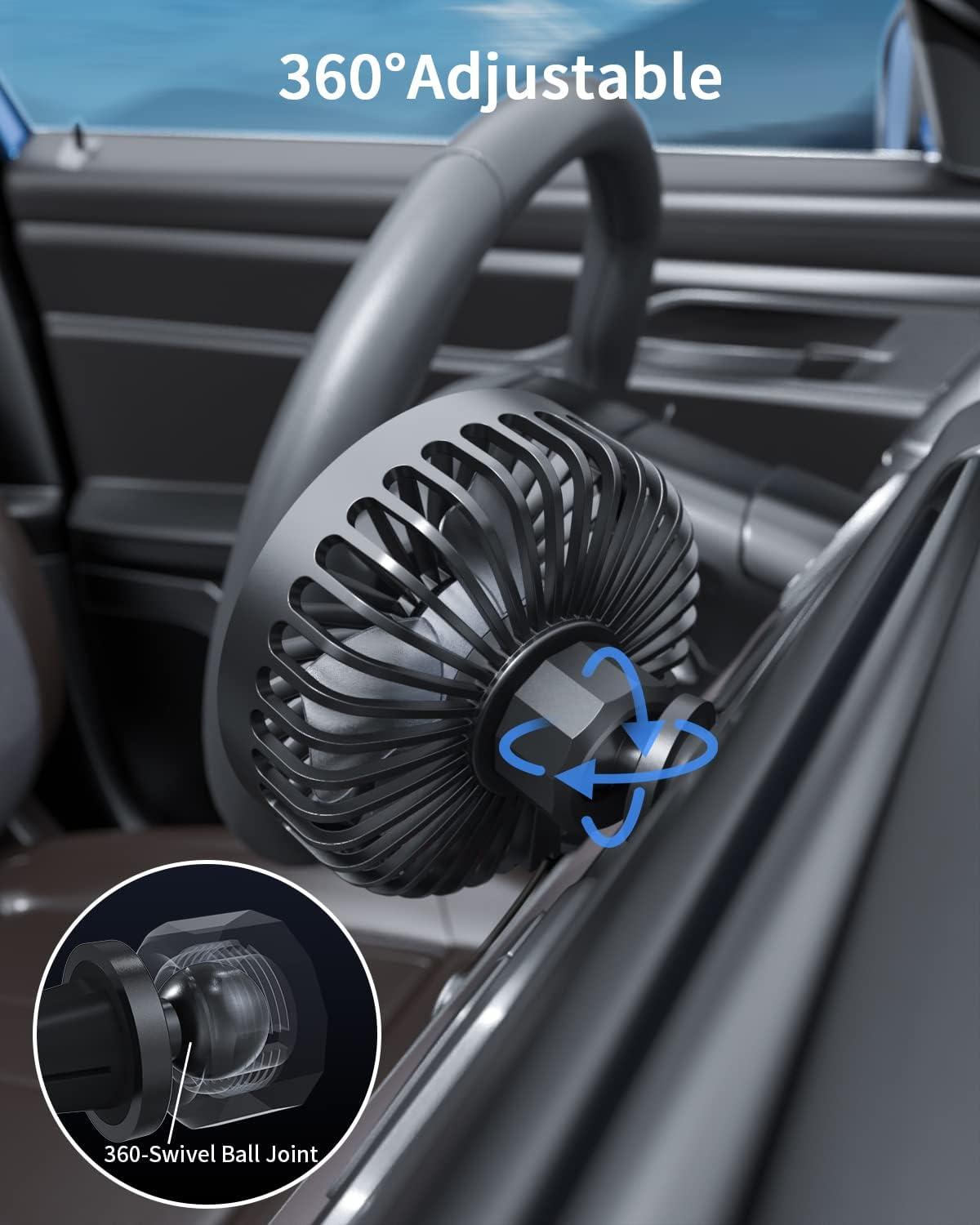 imageTriPole Car Fan USB Powered Powerful 3 Speed Portable Cooling Clip Fan for Car Vent Quiet Brushless Motor 360 Degree Rotatable Air Circulation for Vehicle Van Truck SUV RV