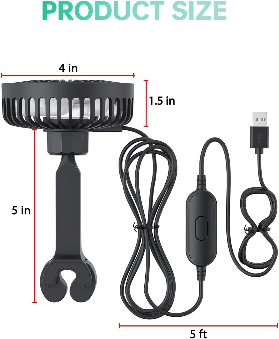 imageTriPole Car Fan for Rear Seat USB Powered Powerful 3 Speed 5V Fan with Adjustable Clip for Vehicles SUV RV