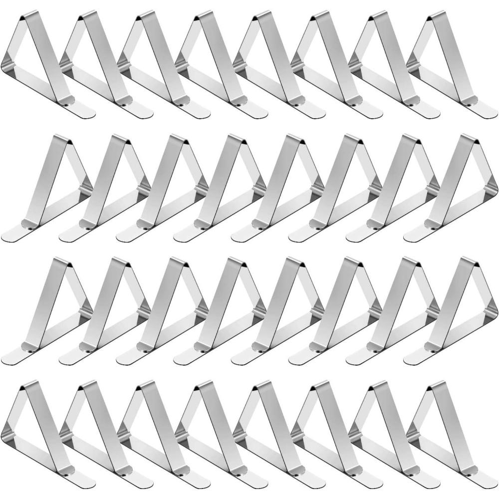 imageTriPole Tablecloth Clips 16Pack Stainless Steel Table Cover Clamps Skirt Clips for Home Kitchen Restaurant Picnic Tables32 pack