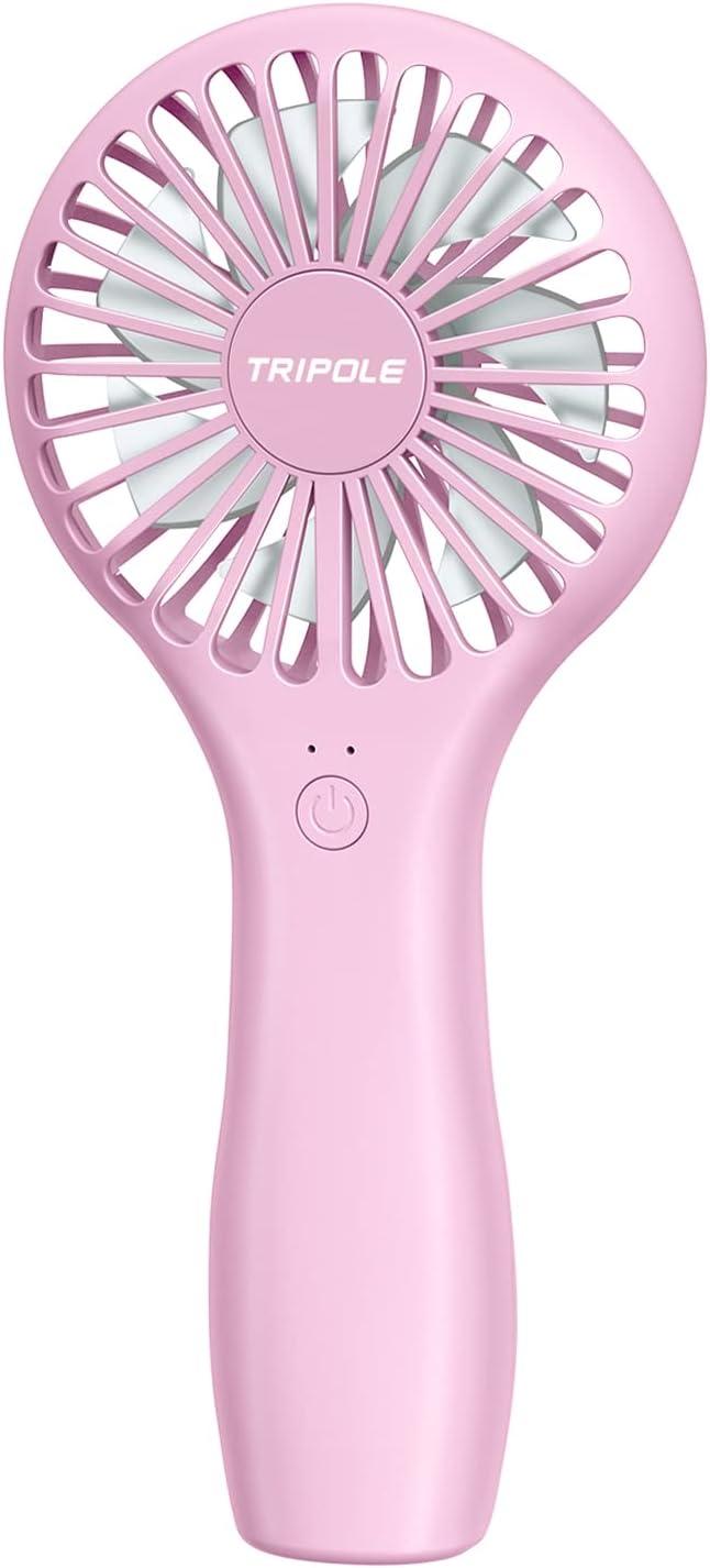 imageTriPole Mini Handheld Fan 5000mAh Battery Operated Small Fans 2 Speeds Powerful Personal Portable Fan Cute Design USB Rechargeable Electric Fans for Eyelash Makeup Kids Women Men Outdoor Travel BlackPink