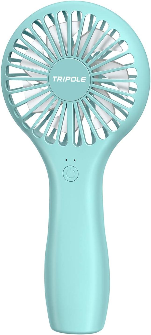 imageTriPole Mini Handheld Fan 5000mAh Battery Operated Small Fans 2 Speeds Powerful Personal Portable Fan Cute Design USB Rechargeable Electric Fans for Eyelash Makeup Kids Women Men Outdoor Travel BlackBlue