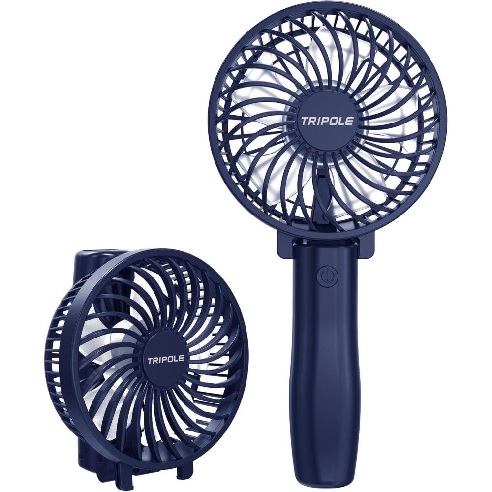 imageTriPole Handheld Fan Portable Mini Fan 3 Speeds Foldable Small Personal Rechargeable USB Desk Fans Powerful Hand Held Fans Battery Operated for Travel Outdoor Makeup Gifts Black 42 CoverNavy Blue