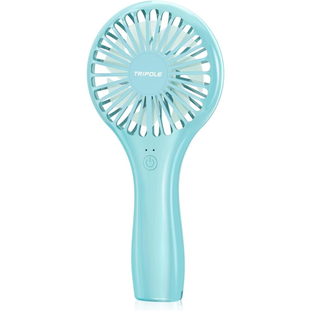 imageTriPole Mini Handheld Fan 5000mAh Battery Operated Small Fans 2 Speeds Powerful Personal Portable Fan Cute Design USB Rechargeable Electric Fans for Eyelash Makeup Kids Women Men Outdoor Travel BlackBlue