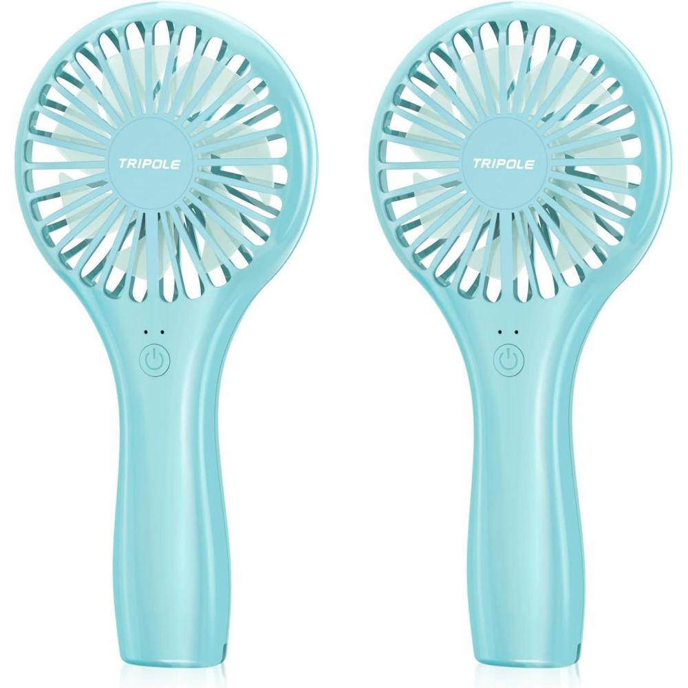 imageTriPole Mini Handheld Fan 5000mAh Battery Operated Small Fans 2 Speeds Powerful Personal Portable Fan Cute Design USB Rechargeable Electric Fans for Eyelash Makeup Kids Women Men Outdoor Travel BlackBlue Blue