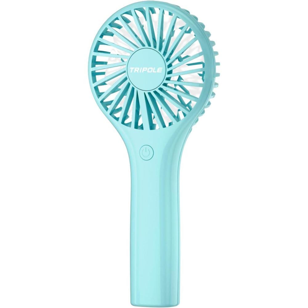 imageTriPole Mini Handheld Fan Portabble Personal Fan with 3 Speeds Powerful Battery Hand Held Fan for Travel Trip Outdoor Concerts Cute Small Rechargeable Lash Fan for Makeup Skincare Drying WhiteCyan