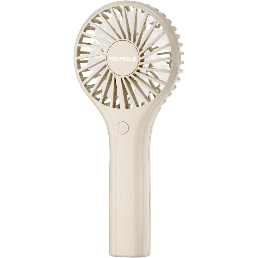 imageTriPole Mini Handheld Fan Portabble Personal Fan with 3 Speeds Powerful Battery Hand Held Fan for Travel Trip Outdoor Concerts Cute Small Rechargeable Lash Fan for Makeup Skincare Drying WhiteBeige