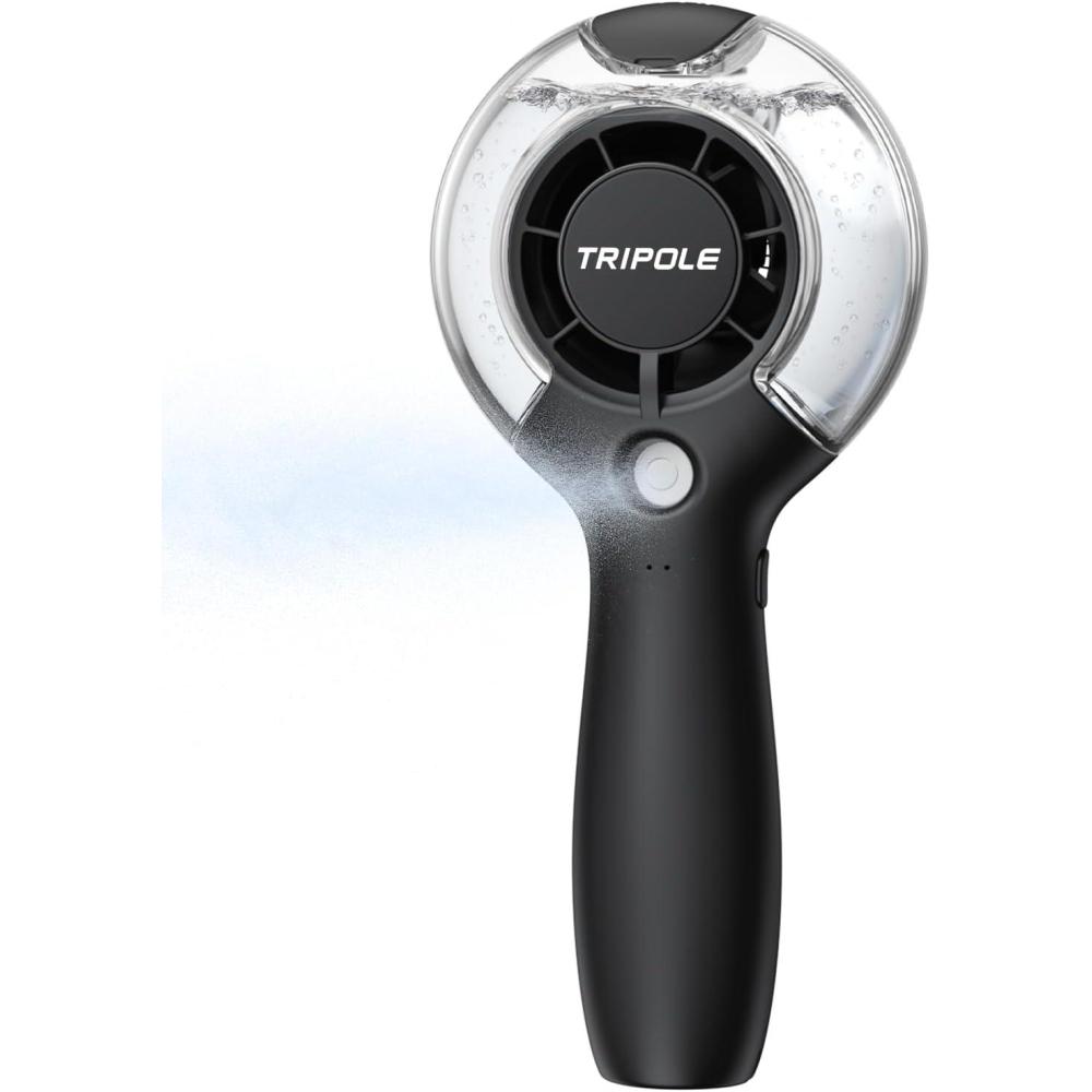 imageTriPole Misting Fan Portable Handheld Fan with Mist 4000mAh Rechargeable Personal Mister Fans with 40ml Water Tank HighSpeed Airflow Mini Water Spray Fans for Outdoor Trip Travel Park Beach Camping