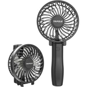 TriPole Handheld Fan Portable Mini Fan, 3 Speeds Foldable Small Personal Rechargeable USB Desk Fans, Powerful Hand Held Fans Battery Operated for Travel Outdoor Makeup Gifts, Black, 4.2” Cover(Black)