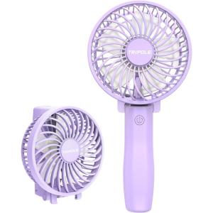 TriPole Handheld Fan Portable Mini Fan, 3 Speeds Foldable Small Personal Rechargeable USB Desk Fans, Powerful Hand Held Fans Battery Operated for Travel Outdoor Makeup Gifts, Black, 4.2” Cover(Purple)