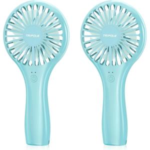 TriPole Mini Handheld Fan 5000mAh Battery Operated Small Fans 2 Speeds Powerful Personal Portable Fan Cute Design USB Rechargeable Electric Fans for Eyelash Makeup Kids Women Men Outdoor Travel, Black(Blue & Blue)