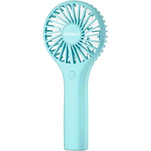 TriPole Mini Handheld Fan Portabble Personal Fan with 3 Speeds, Powerful Battery Hand Held Fan for Travel Trip Outdoor Concerts, Cute Small Rechargeable Lash Fan for Makeup Skincare Drying, White(Cyan)