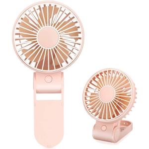 TriPole Mini Handheld Fan USB Portable Fans Rechargeable Battery Operated Foldable Desk Fan 3 Speed Hanging Personal Fan for Home Office Indoor Use Outdoor Travel(Pink)