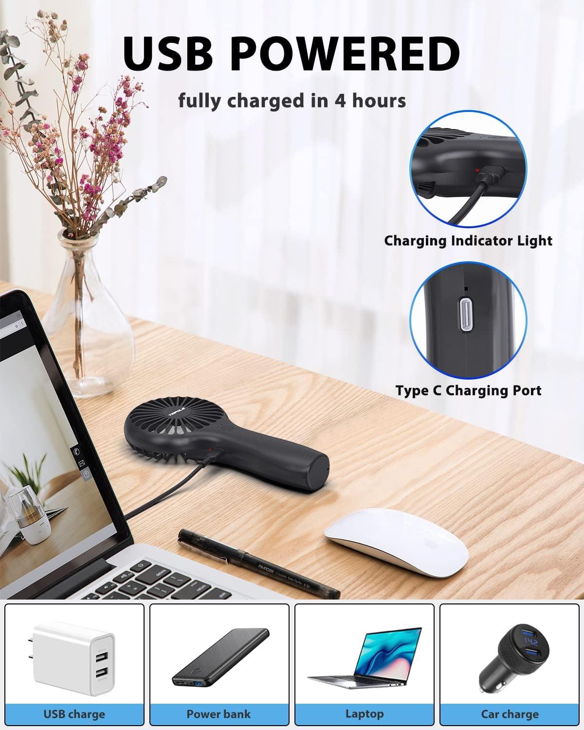 imageTriPole Handheld Fan Bundle Portable Battery Operated Small Fan Speed Adjustable Mini Personal Fan for Eyelash Hot Flashes Outdoor