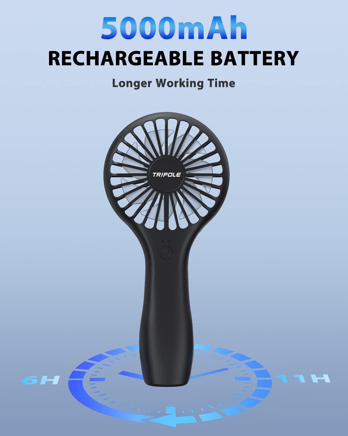 imageTriPole Handheld Mini Fan USB Powered Desk Fan Bundle Portable Small Fan for Travel Speed Adjustable Powerful Personal Fans for Office Outdoor
