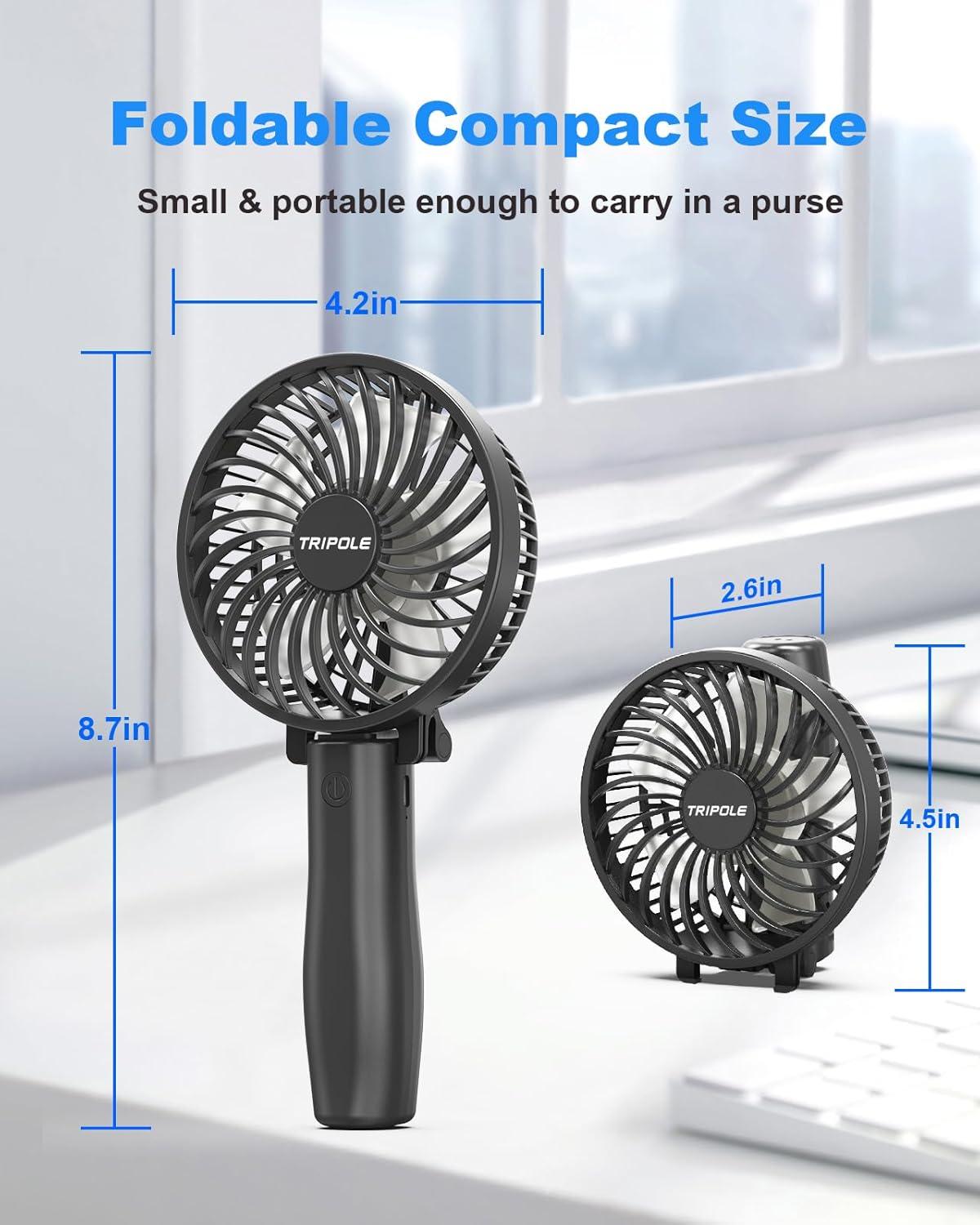 imageTriPole Mini Handheld Fan Bundle Cute Small Fan Foldable Personal Fan