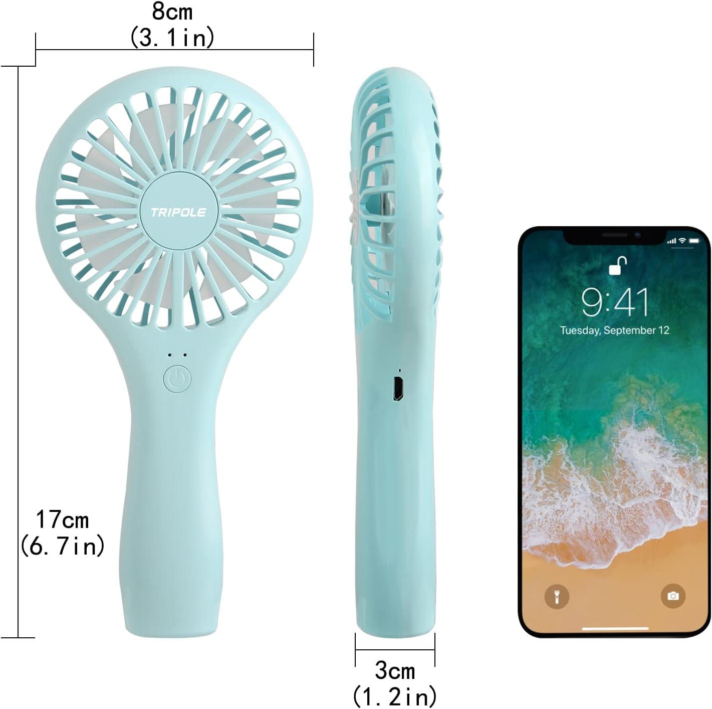 imageTriPole Mini Portable Fans Bundle Blue Handheld Fan White Personal Fan Lash Fan for Eyelash Extensions