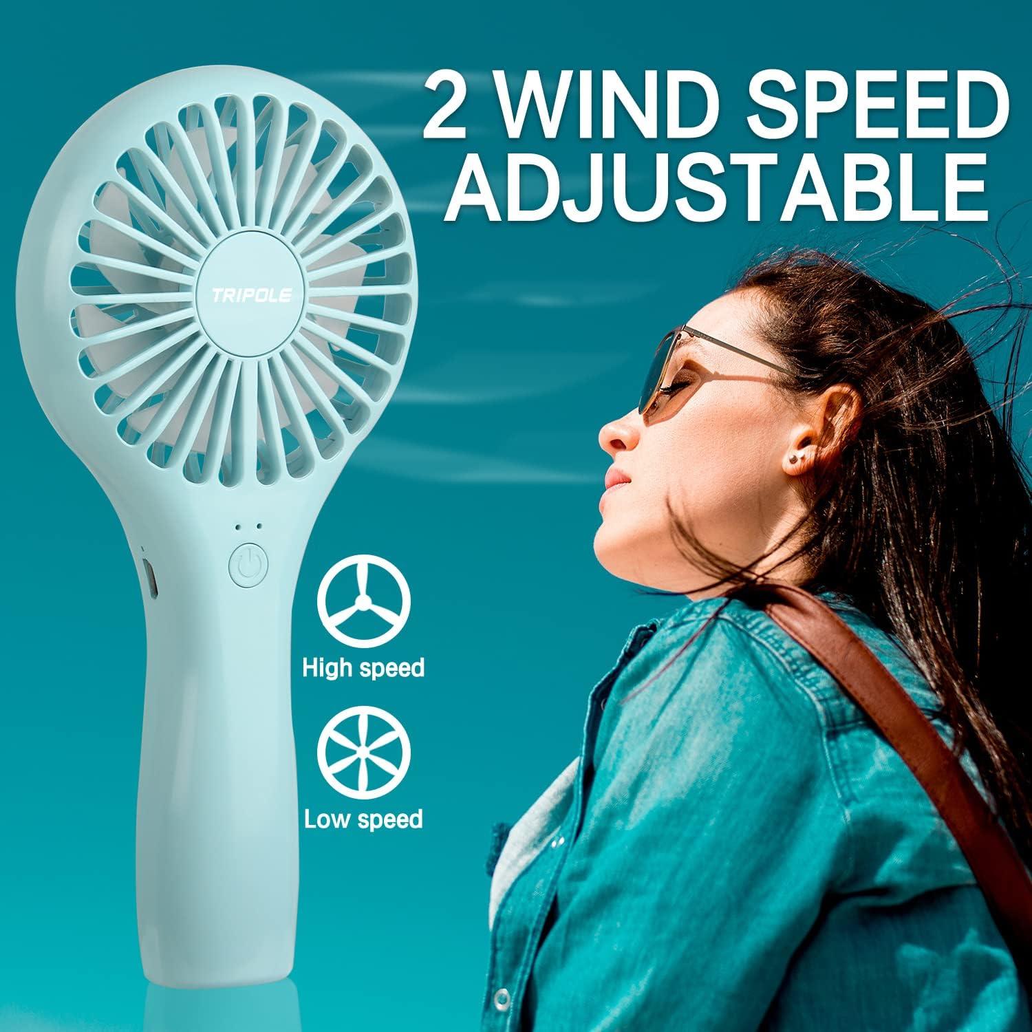 imageTriPole Mini Portable Fans Bundle Blue Handheld Fan White Personal Fan Lash Fan for Eyelash Extensions