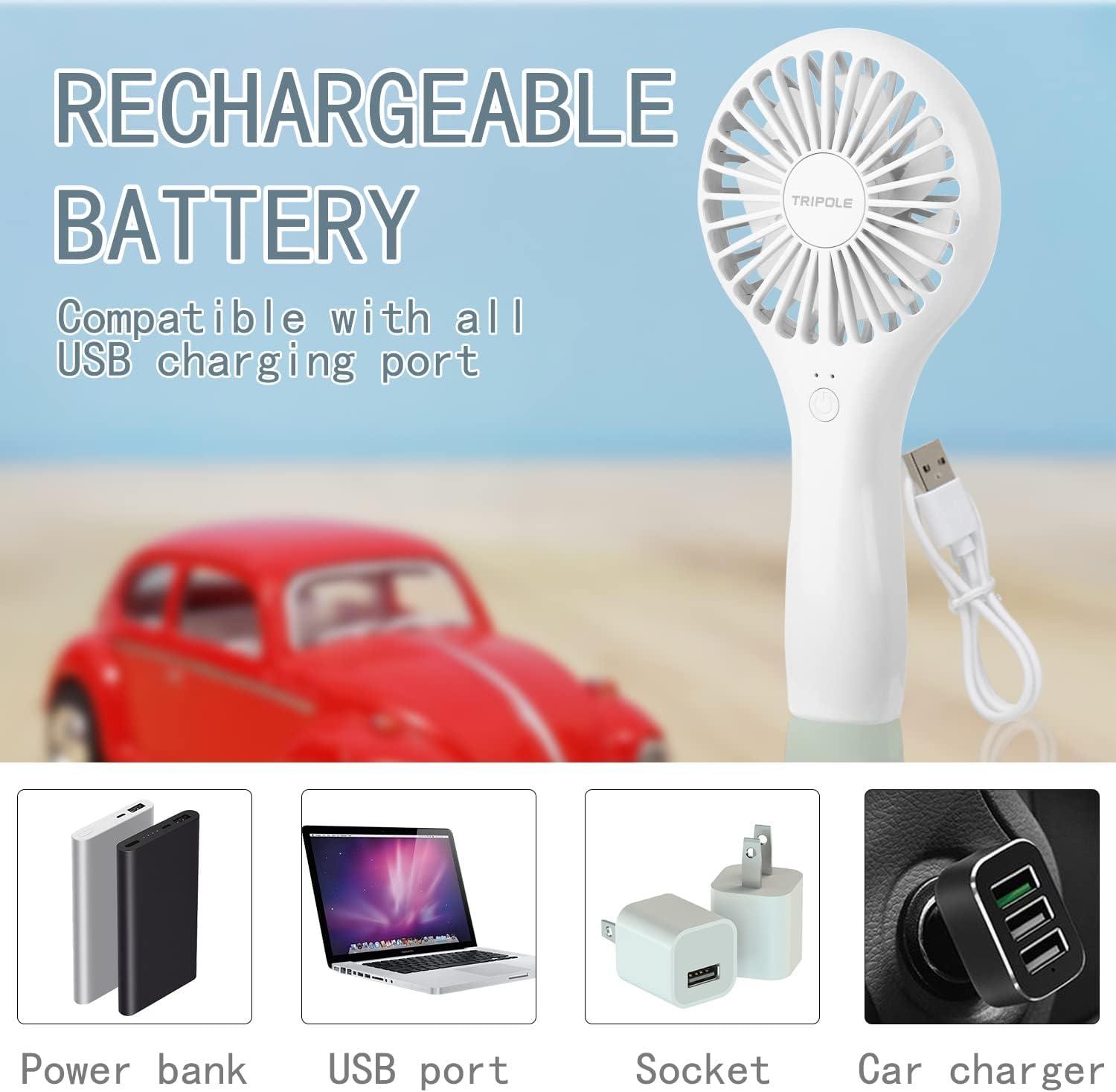 imageTriPole Mini Portable Fans Bundle Blue Handheld Fan White Personal Fan Lash Fan for Eyelash Extensions