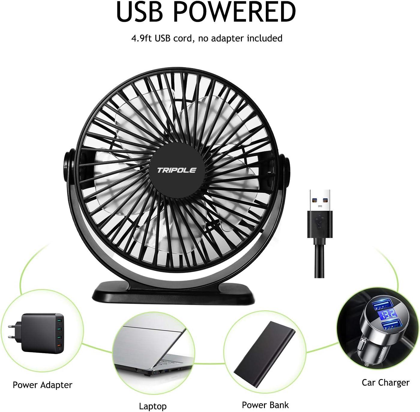 imageTriPole USB Powered Desk Fan and Lollipop Handheld Fan Bundle 3 Speeds Small Desk Fan 2 Speeds 5000mAh Battery Operated Portable Fan