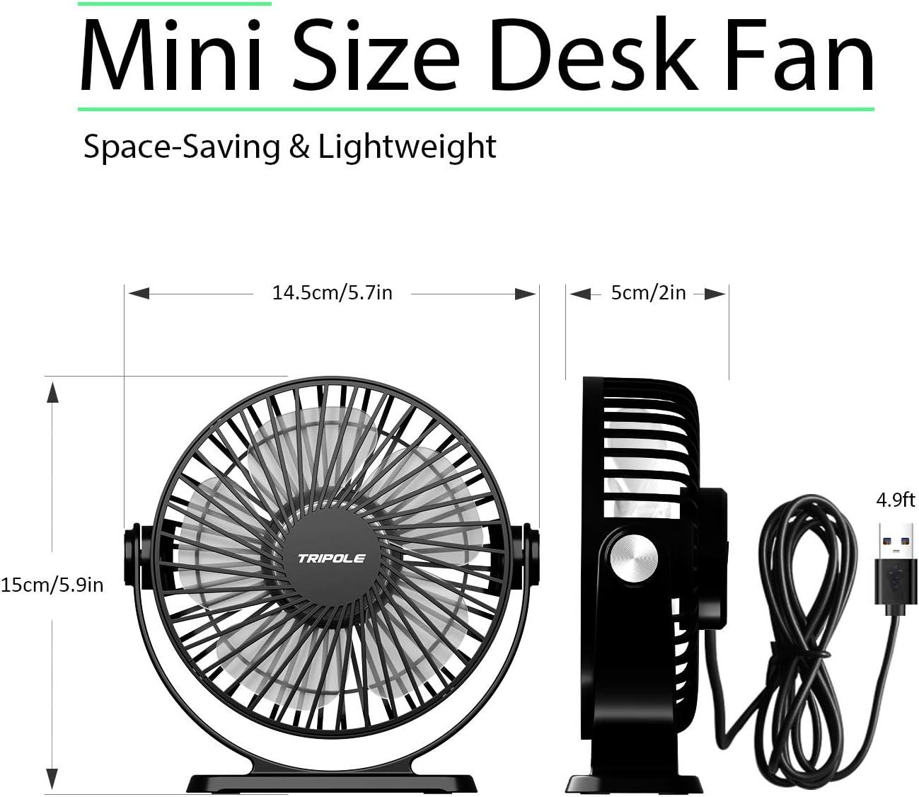 imageTriPole USB Powered Desk Fan and Lollipop Handheld Fan Bundle 3 Speeds Small Desk Fan 2 Speeds 5000mAh Battery Operated Portable Fan