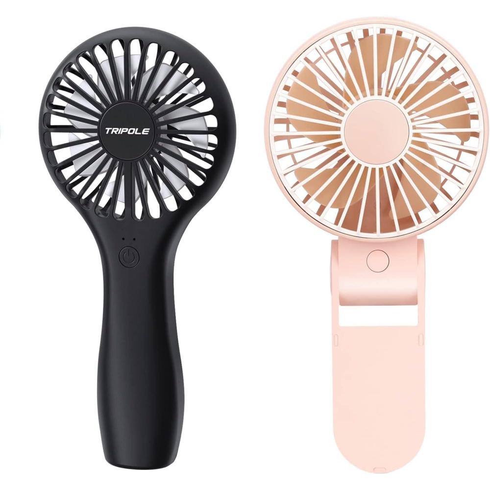imageTriPole Handheld Fan Bundle Portable Battery Operated Small Fan Speed Adjustable Mini Personal Fan for Eyelash Hot Flashes Outdoor