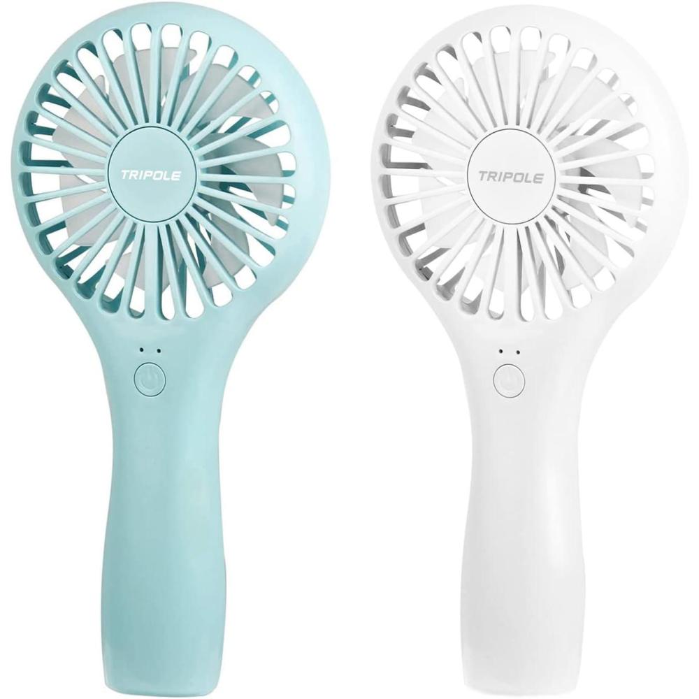 imageTriPole Mini Portable Fans Bundle Blue Handheld Fan White Personal Fan Lash Fan for Eyelash Extensions