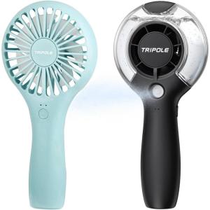 TriPole Mini Handheld Fan with Water Spray Misting Fan Bundle, Strong Airflow, Portable, Rechargeable Battery Operated, Summer Essentials for Outdoor Travel