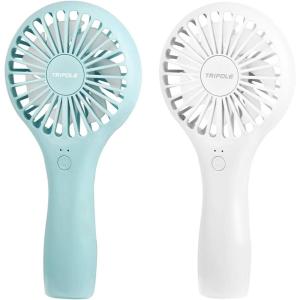 TriPole Mini Portable Fans Bundle Blue Handheld Fan White Personal Fan Lash Fan for Eyelash Extensions