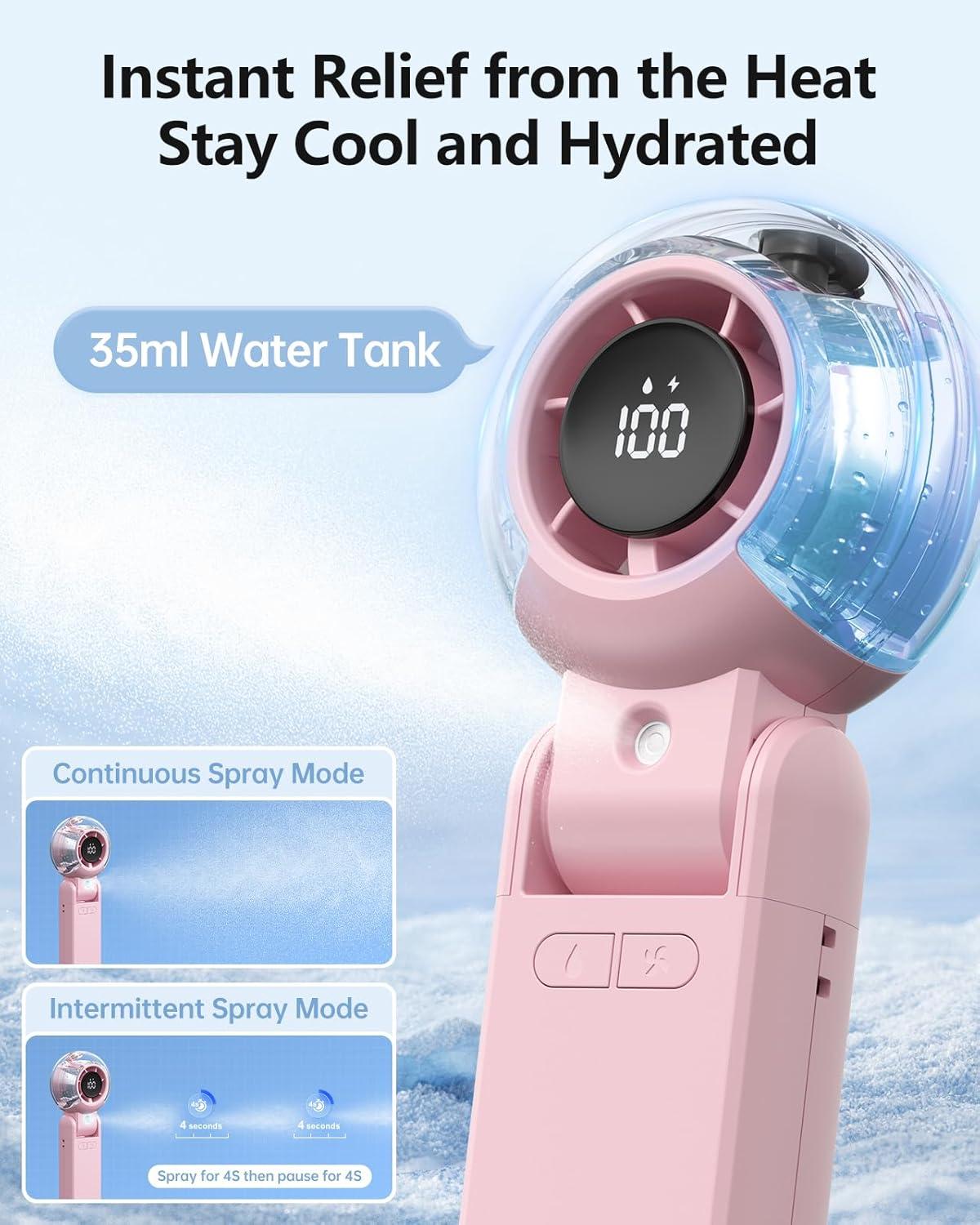 imageTriPole Mini Handheld Fan ampamp Portable Misting Fan Bundle Rechargeable Powerful Hand Held Personal Fans for Travel Water Spray Mister for Makeup Outdoor Beach