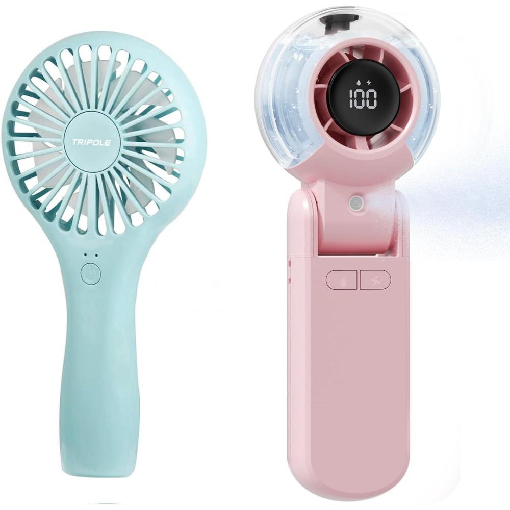 imageTriPole Mini Handheld Fan ampamp Portable Misting Fan Bundle Rechargeable Powerful Hand Held Personal Fans for Travel Water Spray Mister for Makeup Outdoor Beach