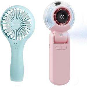 TriPole Mini Handheld Fan & Portable Misting Fan Bundle, Rechargeable Powerful Hand Held Personal Fans for Travel Water Spray Mister for Makeup Outdoor Beach