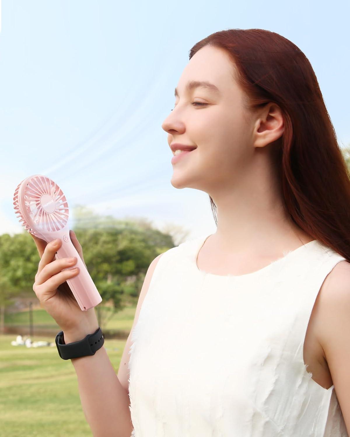image:imageTriPole Portable Handheld Fan Mini Personal Fan with 3 Speeds Powerful Battery Hand Held Fans for Travel Trip Outdoor Concerts Cute Small Rechargeable Lash Fans for Makeup Skincare Drying CreamPink3 Speed