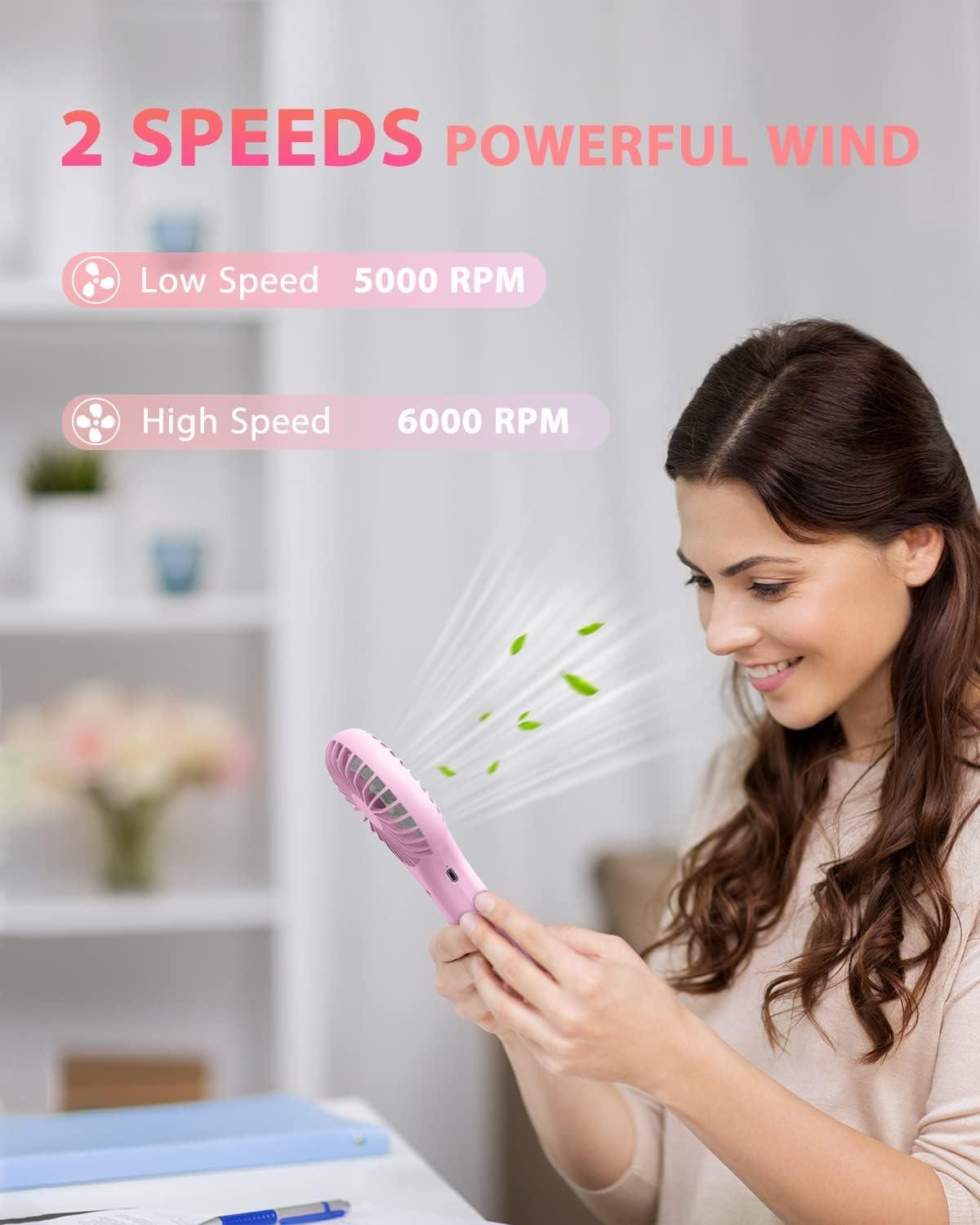 image:imageTriPole Portable Handheld Fan Mini Personal Fan with 3 Speeds Powerful Battery Hand Held Fans for Travel Trip Outdoor Concerts Cute Small Rechargeable Lash Fans for Makeup Skincare Drying CreamPink