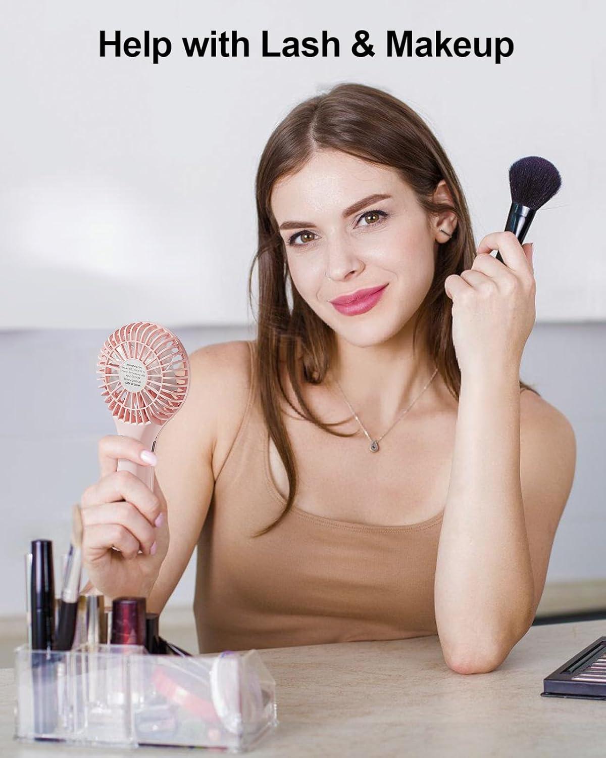 image:imageTriPole Portable Handheld Fan Mini Personal Fan with 3 Speeds Powerful Battery Hand Held Fans for Travel Trip Outdoor Concerts Cute Small Rechargeable Lash Fans for Makeup Skincare Drying Cream2Pack Pink3 Speed