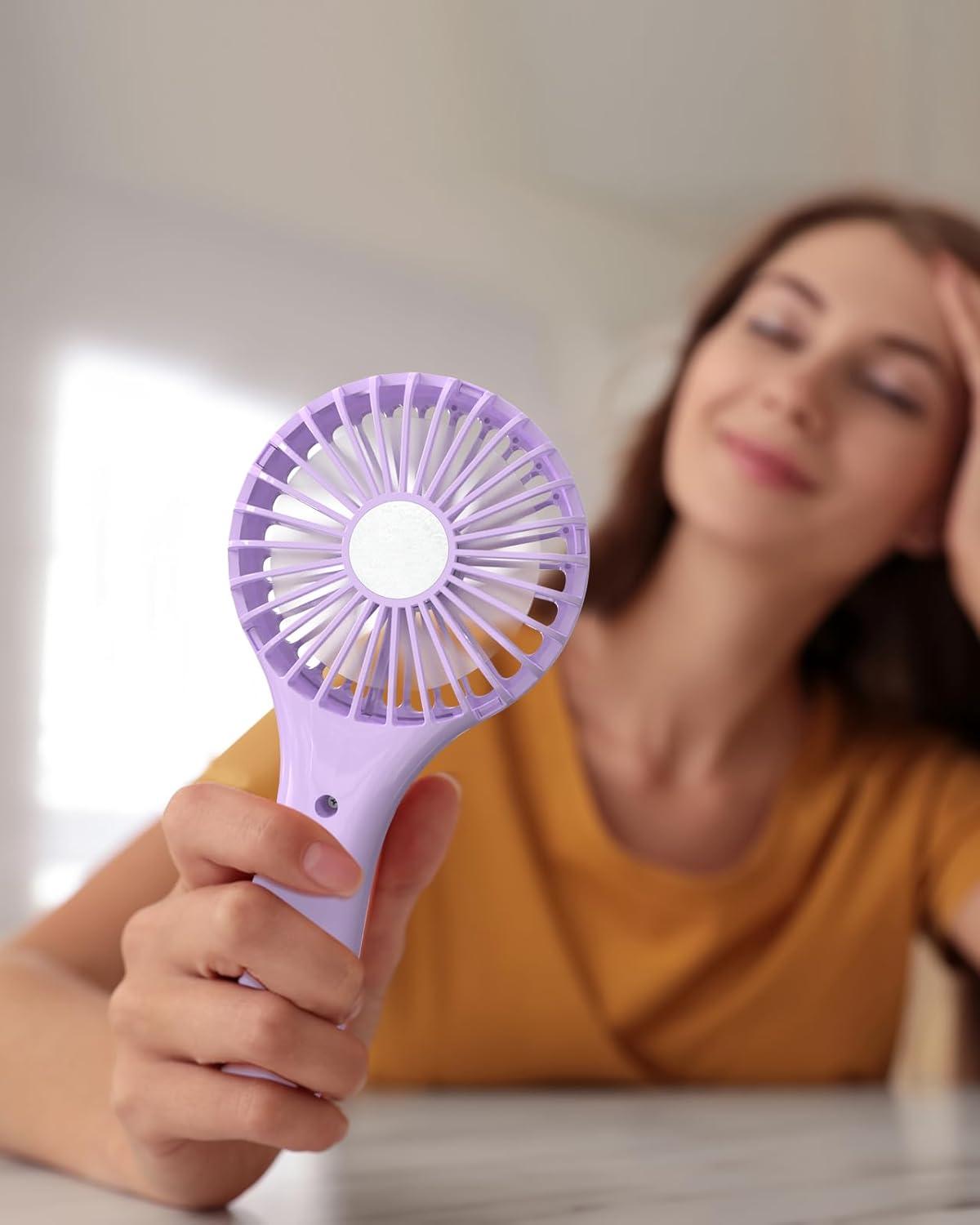 image:imageTriPole Portable Handheld Fan Mini Personal Fan with 3 Speeds Powerful Battery Hand Held Fans for Travel Trip Outdoor Concerts Cute Small Rechargeable Lash Fans for Makeup Skincare Drying CreamPurple