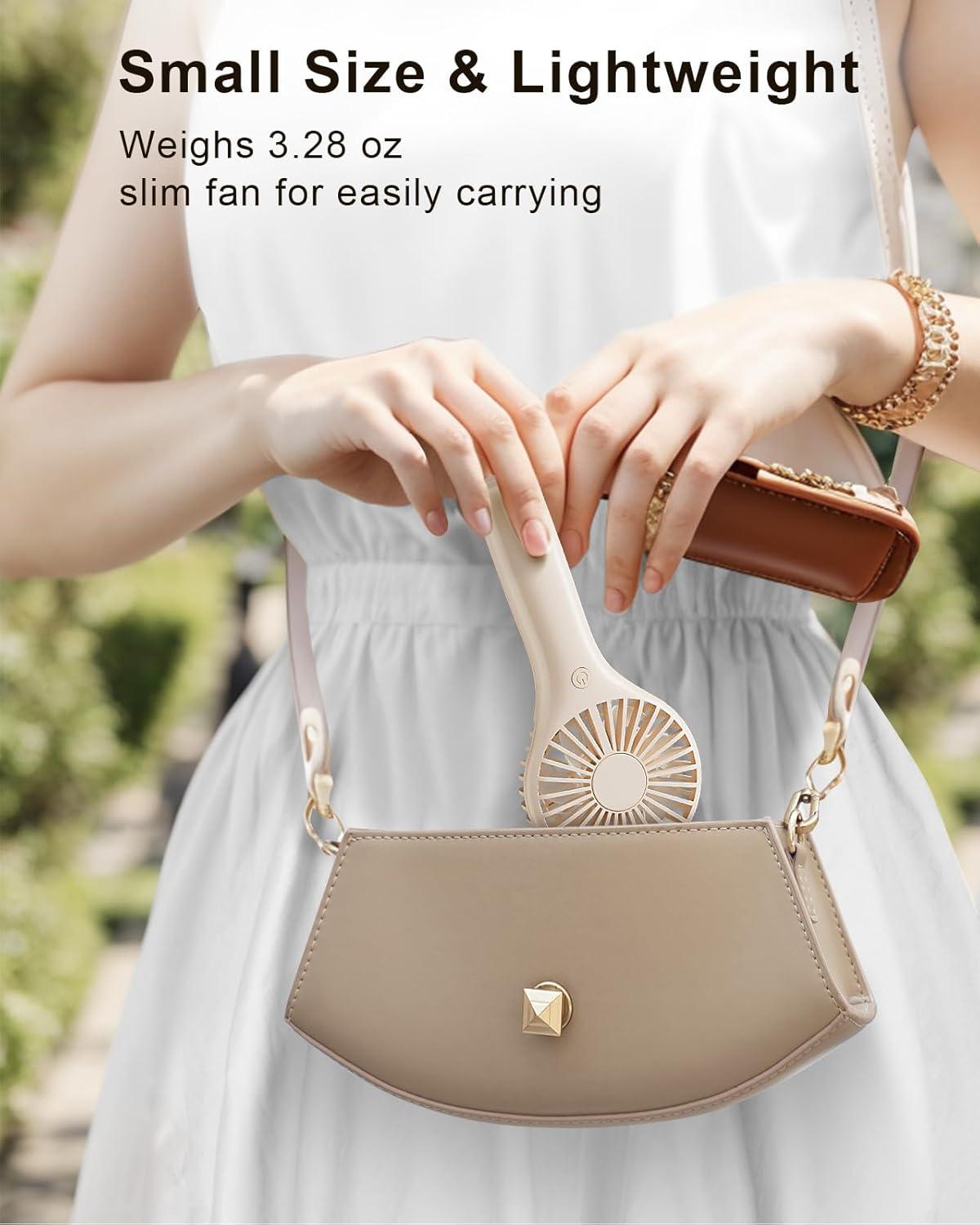 image:imageTriPole Portable Handheld Fan Mini Personal Fan with 3 Speeds Powerful Battery Hand Held Fans for Travel Trip Outdoor Concerts Cute Small Rechargeable Lash Fans for Makeup Skincare Drying CreamCream3 Speed