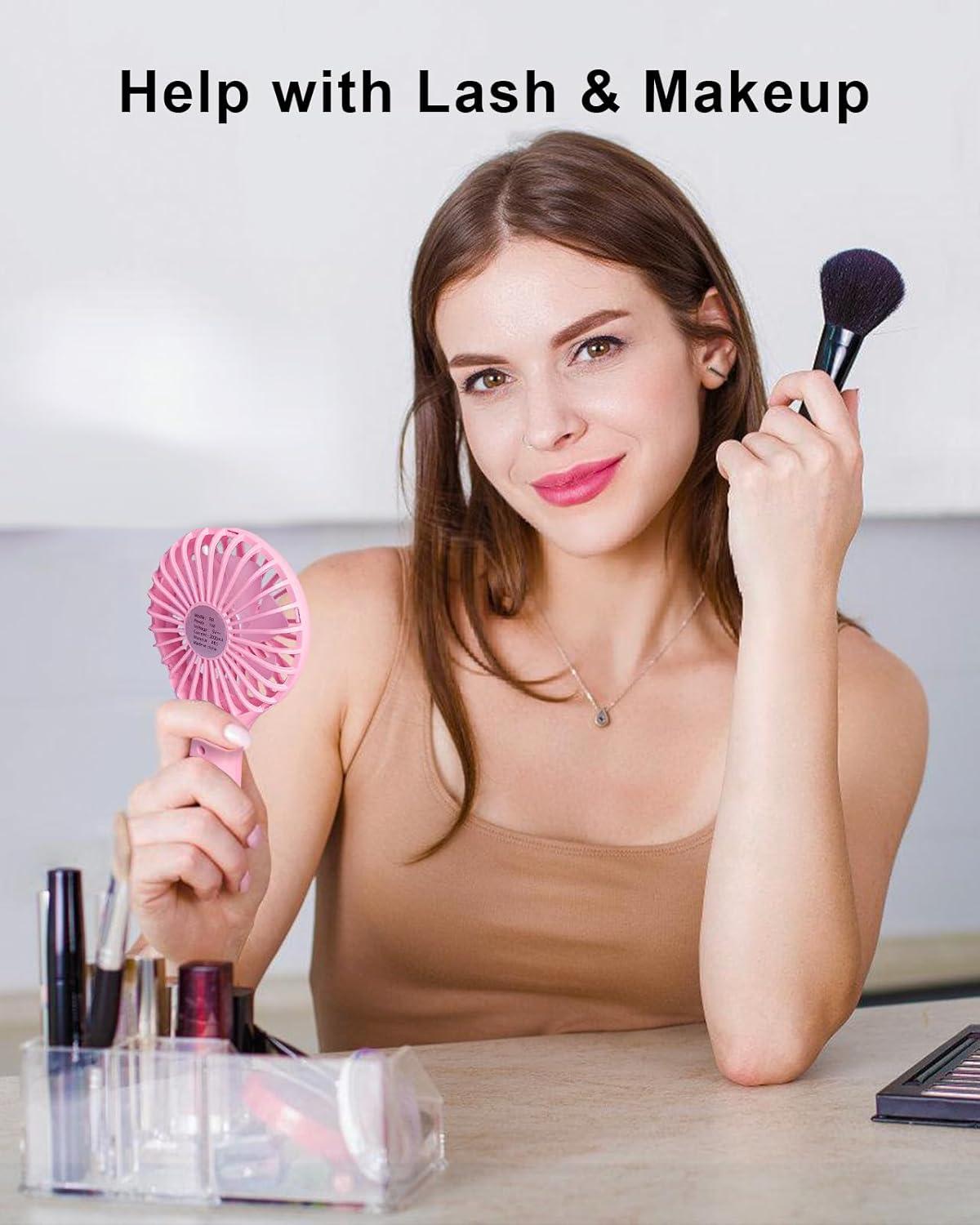 image:imageTriPole Portable Handheld Fan Mini Personal Fan with 3 Speeds Powerful Battery Hand Held Fans for Travel Trip Outdoor Concerts Cute Small Rechargeable Lash Fans for Makeup Skincare Drying CreamPink