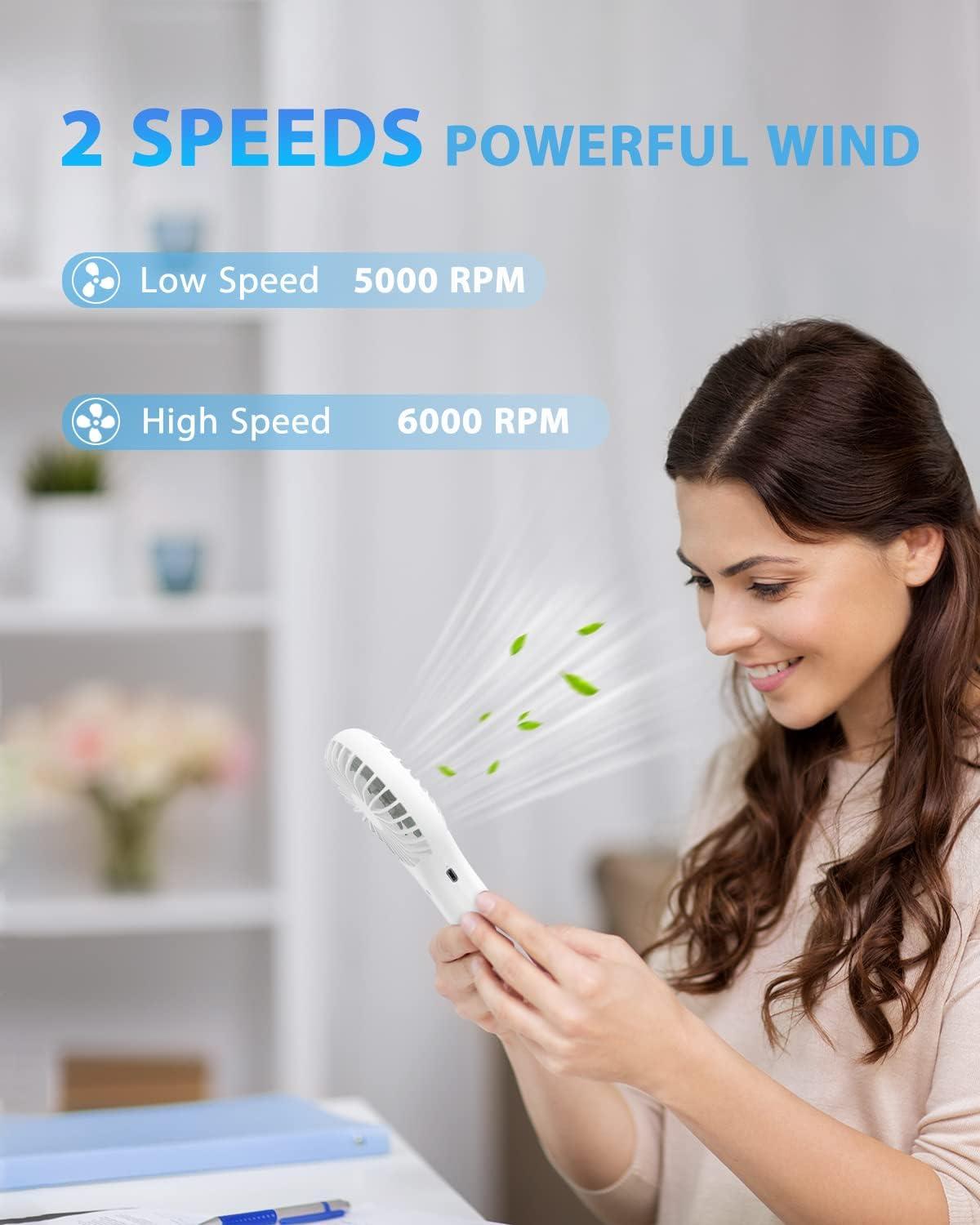 image:imageTriPole Portable Handheld Fan Mini Personal Fan with 3 Speeds Powerful Battery Hand Held Fans for Travel Trip Outdoor Concerts Cute Small Rechargeable Lash Fans for Makeup Skincare Drying CreamWhite