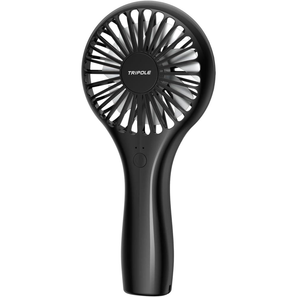 image:imageTriPole Portable Handheld Fan Mini Personal Fan with 3 Speeds Powerful Battery Hand Held Fans for Travel Trip Outdoor Concerts Cute Small Rechargeable Lash Fans for Makeup Skincare Drying CreamBlack