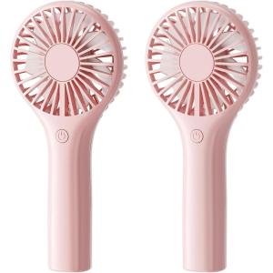 TriPole Portable Handheld Fan Mini Personal Fan with 3 Speeds, Powerful Battery Hand Held Fans for Travel Trip Outdoor Concerts, Cute Small Rechargeable Lash Fans for Makeup Skincare Drying, Cream(2Pack Pink(3 Speed))